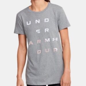 Women’s UA Shirt Under Armour Heat Gear Workout 
Gray Short Sleeve Shirt Size XL